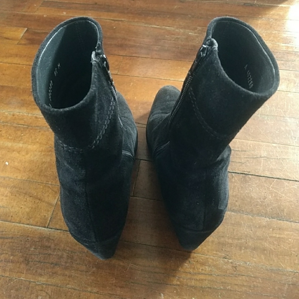 Black suede platform ankle boots - Picture 4 of 5